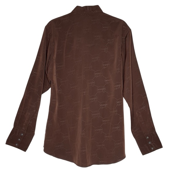 VTG Wrangler All Over Lasso Western Shirts Pearl Snap Mens M Brown Long Sleeve - Picture 3 of 8